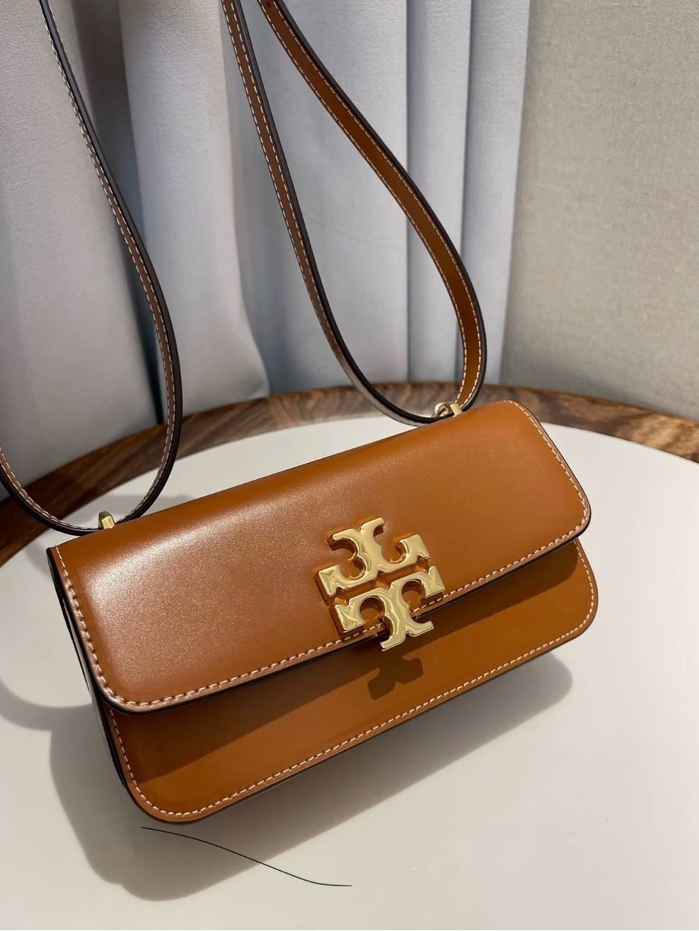 Tory Burch Tan Leather Crossbody with Gold Logo